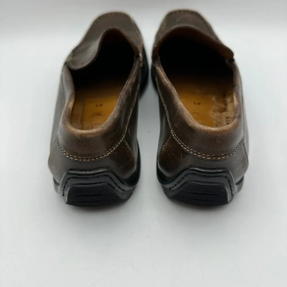 ECCO Brown Leather Comfort Driving Loafers Slip On Casual Shoes Size 41 US 7/7.5